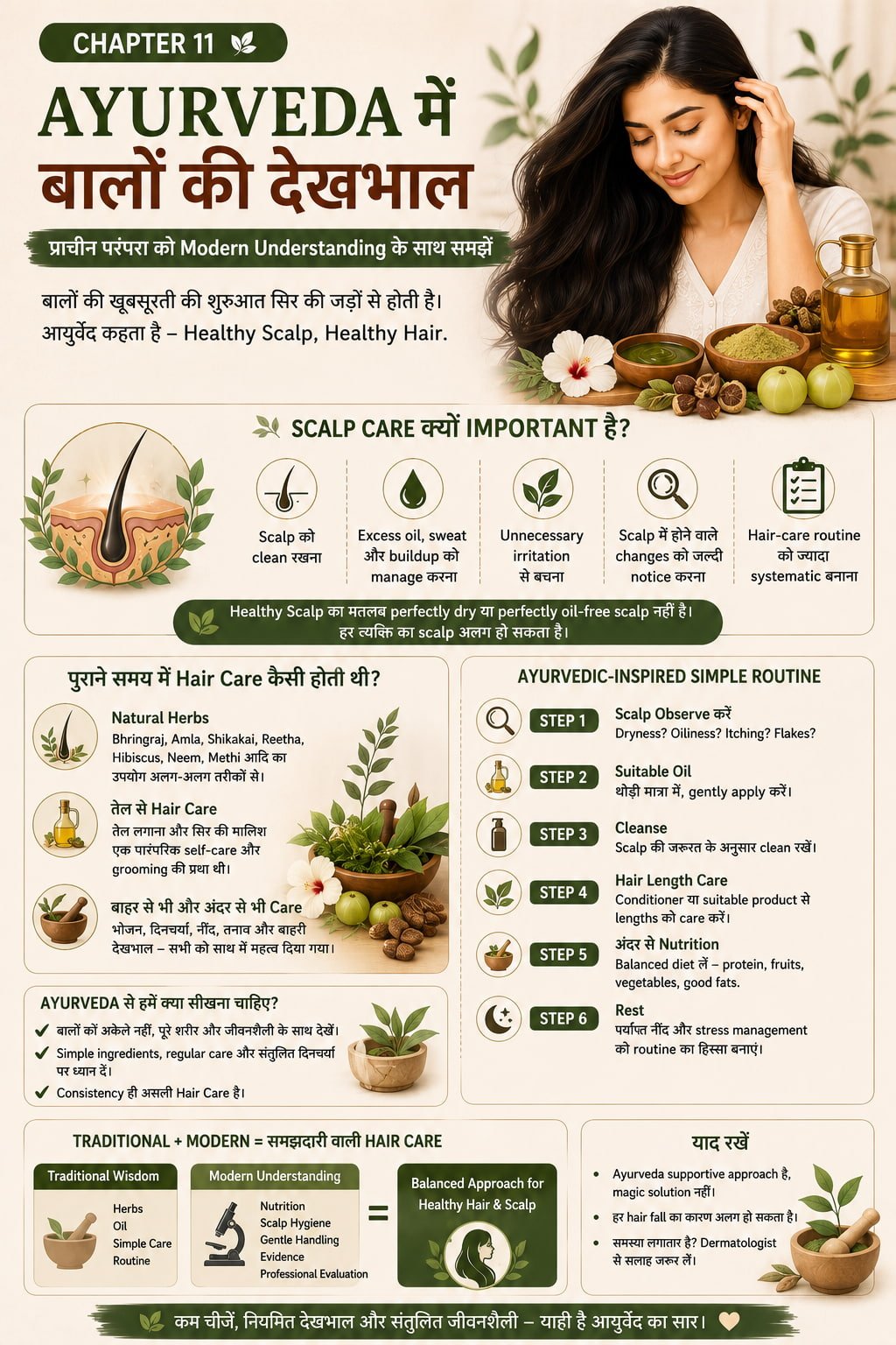 Ayurveda में बालों की देखभाल मुख्य इन्फोग्राफिक